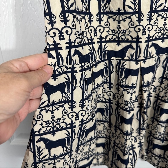 Crewcuts by J. Crew sz 8 girl's dress, cream/black horse pattern, cotton - Picture 3 of 12